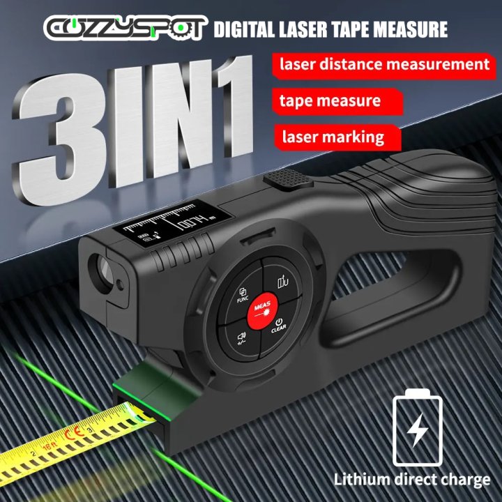 Cozzyspot™ Digital Laser Tape Measure 3-in-1